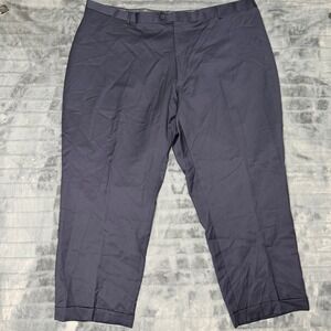 Linea Uomo Dress Pants Mens 54x28 Navy Blue 100% Wool Flat Front Cuffed Regular